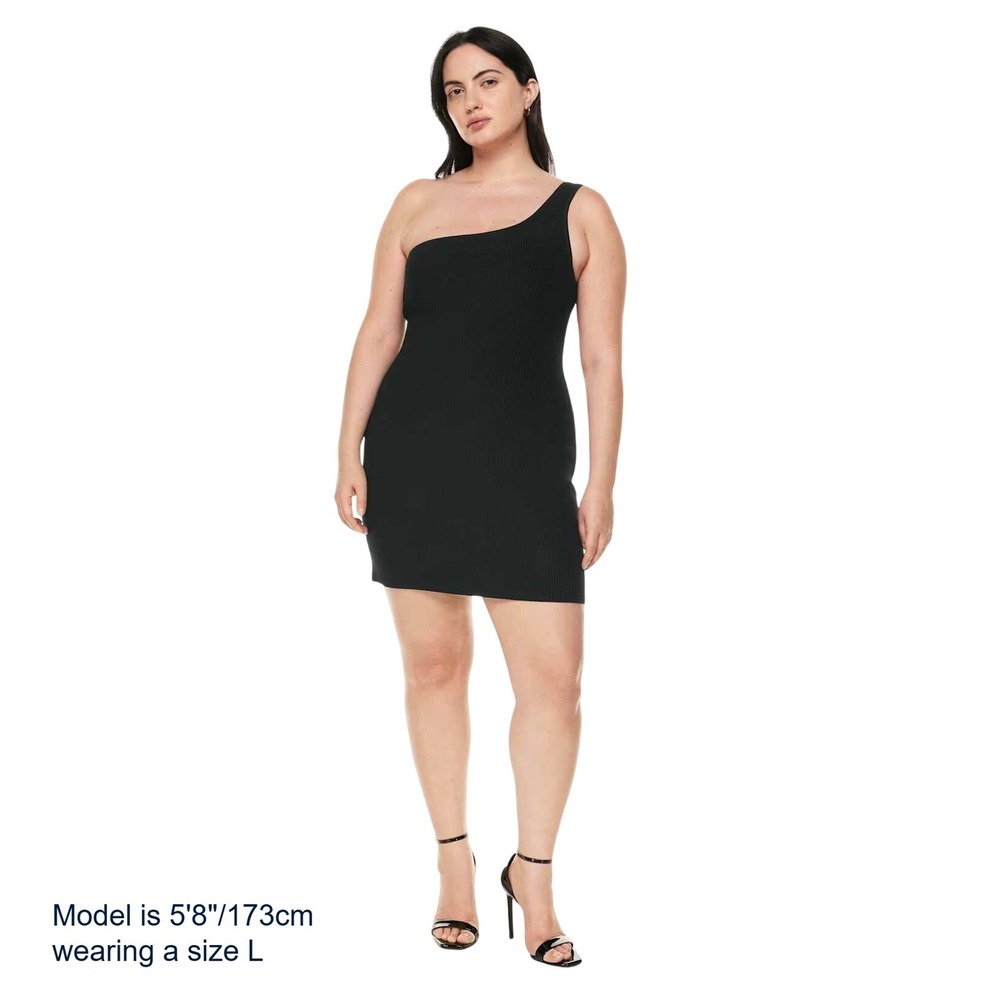 $110 L Aritzia‎ Babaton Sculp Knit One-Shoulder dress black bodycon
